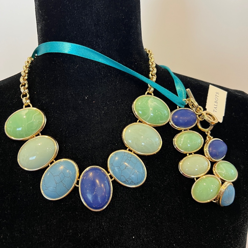 Talbots Green/Blue Stones Necklace & Bracelet